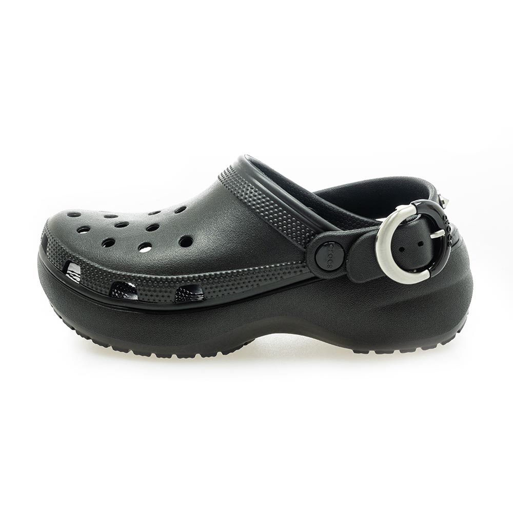 Platform Studded Buckle Clog Blk